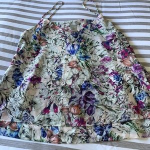 Double Layer Spaghetti Straps Floral Blouse